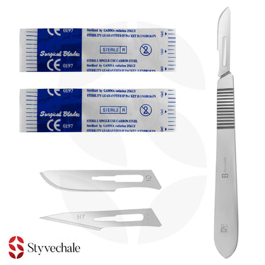 12 Pcs Scalpel Blades Number 11 BP Scalpel Handle Number 3 Dermaplane Scalpel Suitable For Surgical Sign Craft Card Making Cutter Podiatry Dental Medical Vet Student